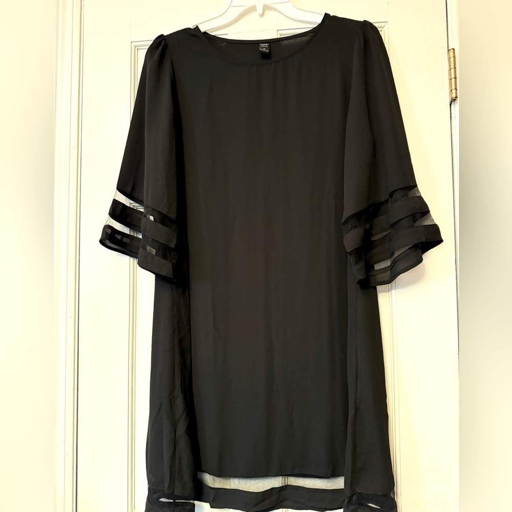 Black Long Sleeve Layered Hem Dress - Women